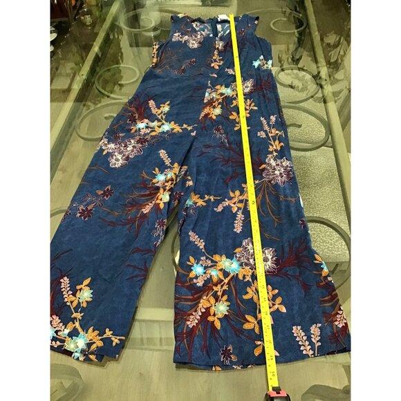 MONROE & MAIN WOMENS NAVY FLORAL ZIPUP CLOSURE STRAIGHT LEG JUMPSUIT SIZE 10 - Picture 6 of 7